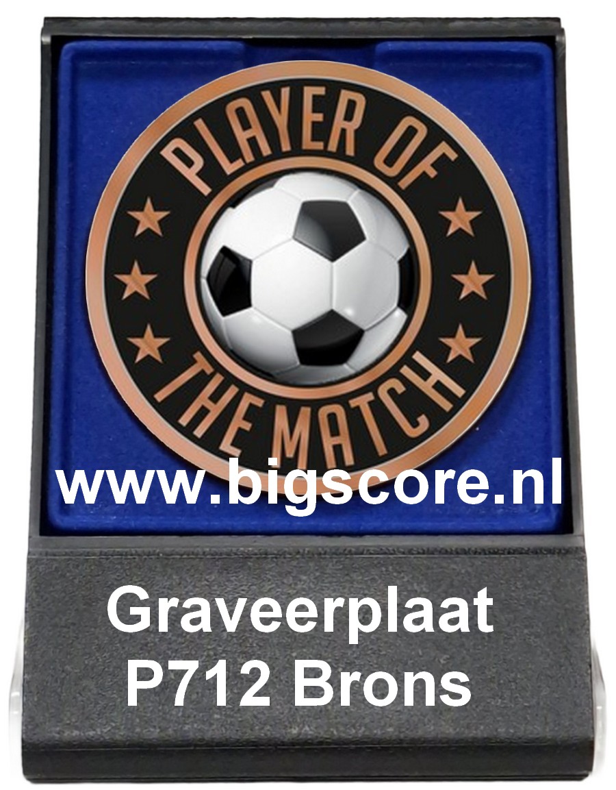 Voetbal Player of the match Acryl in medailledoosje Blauw-Zwart G/Z/B